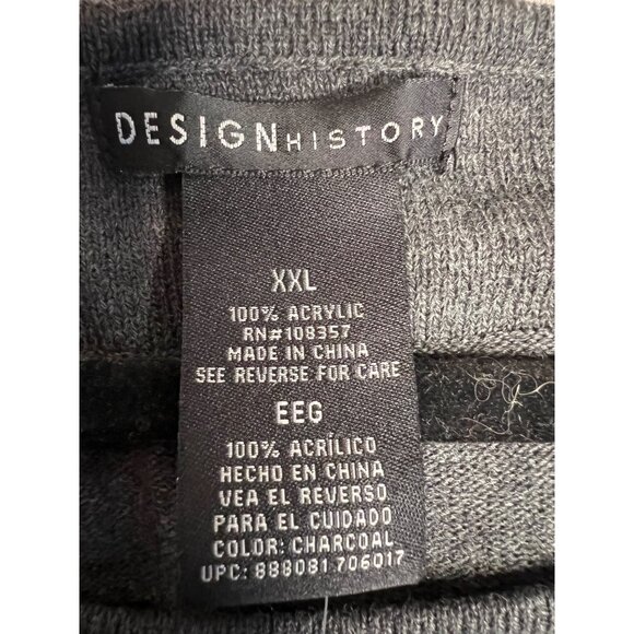 NWT Design History Women's Charcoal Sweater XXL Acrylic Round Neck 3/4 Sleeve - Picture 10 of 12